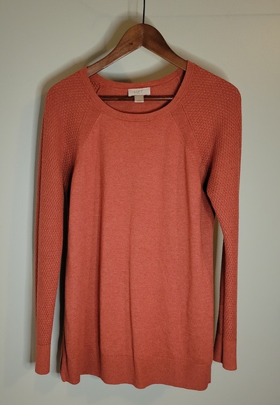 LOFT Burnt Orange Long Sleeve Knit Top Size L - Picture 9 of 10